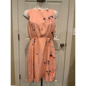 J.Crew Pink Tropical Palm Tree Fish Flamingo Patterned Dress, Size 10